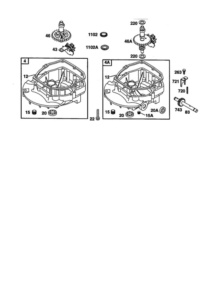 Sump Diagram and Parts List for 121600  Briggs and Stratton Engine